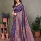 Vedant Vastram Litchi Silk Banarasi Silk Saree - Navy | Swadesiicart