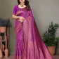Vedant Vastram Litchi Silk Banarasi Silk Saree - Purple | Swadesiicart