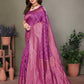 Vedant Vastram Litchi Silk Banarasi Silk Saree - Purple | Swadesiicart