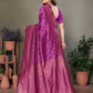 Vedant Vastram Litchi Silk Banarasi Silk Saree - Purple | Swadesiicart