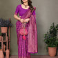 Vedant Vastram Litchi Silk Banarasi Silk Saree - Purple | Swadesiicart