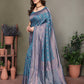 Vedant Vastram Litchi Silk Banarasi Silk Saree - Rama | Swadesiicart