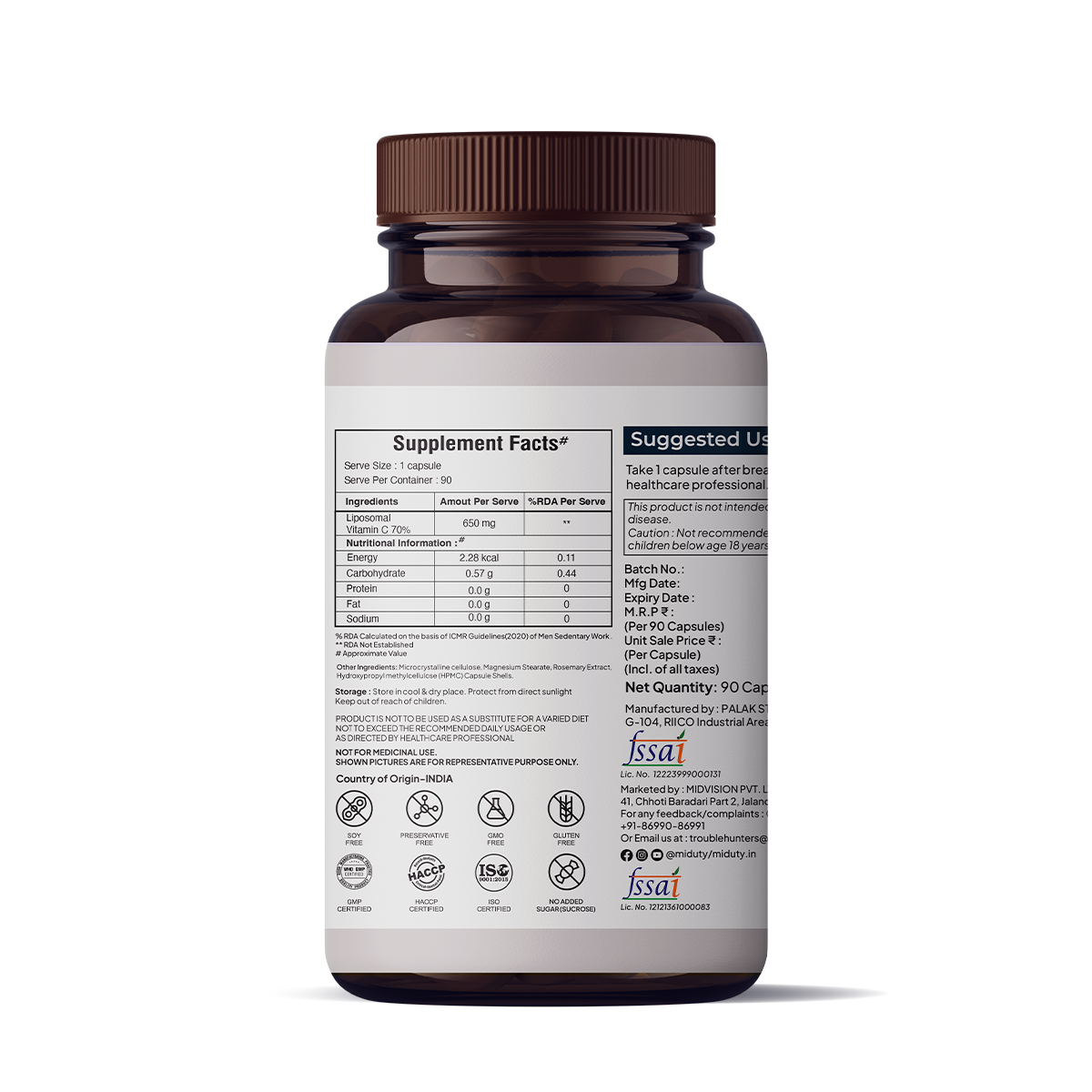 Miduty by Palak Notes Patented Liposomal Vitamin C Capsules - Swadesiicart