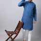 Even Apparels Blue Pure Cotton Men's Kurta With Side Placket | Swadesiicart