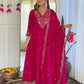 The52 Rani Women's Beautiful Embroidered Work Vichitra Silk Fabric Straight Kurta Pant and Dupatta Set - Swadesiicart