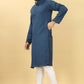 Blue Viscose Polyester Solid Men's Kurta - Mahotsav