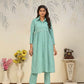 Jyoti Fashion Women's Sea Green Rinkal Cotton Plain with Side Pocket Kurtis & Sets | Swadesiicart
