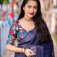 Nblue Linen Sequence Saree with Unstitched Blouse - Hiral Fashion | Swadesiicart