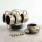 Home Centre Caraway Cup and Saucer- Set of 13 Pcs - 220 ml - Brown - Swadesiicart