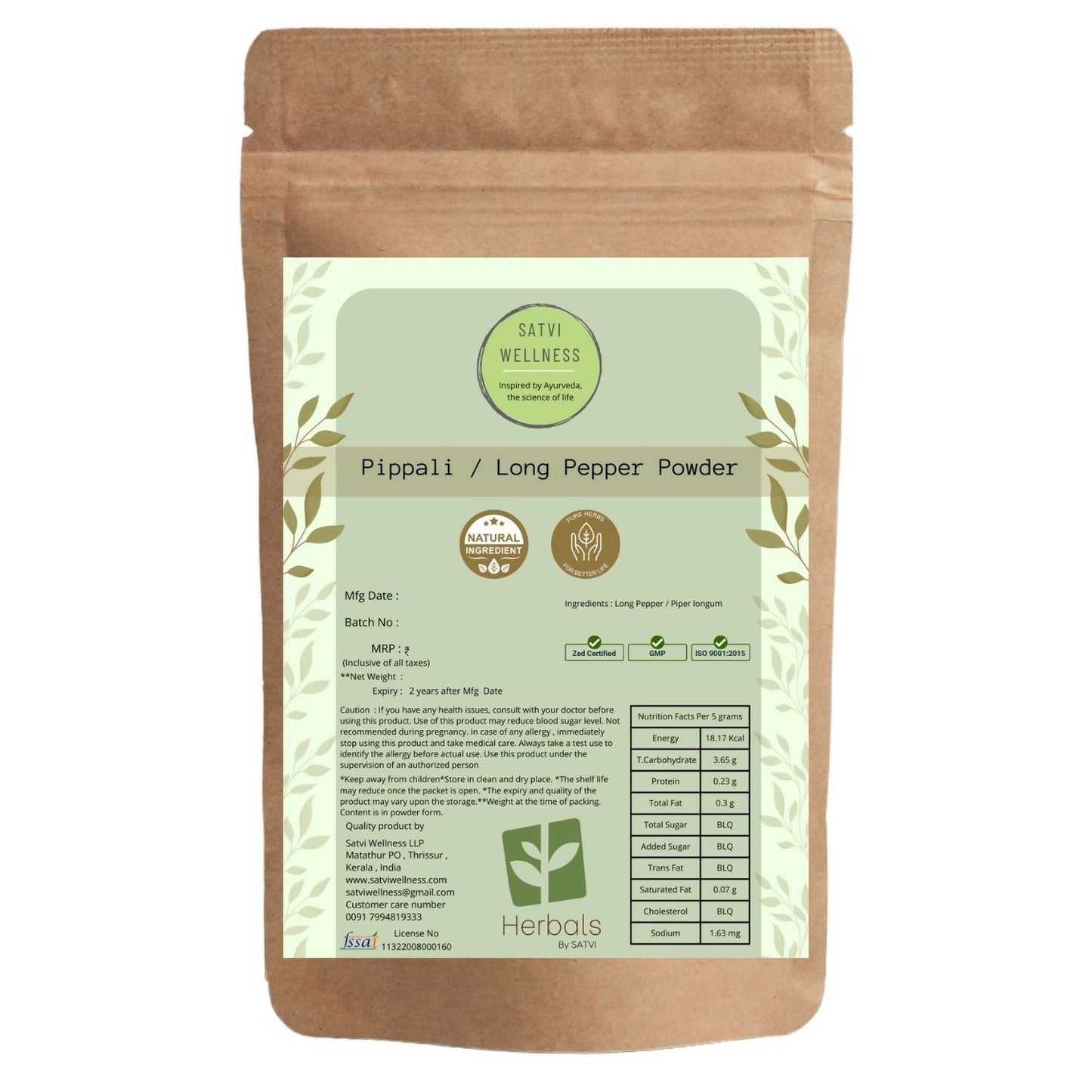 Satvi Wellness Pippali Powder | Kerala Pippali | Swadesiicart