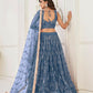 Aastha Fashion More Peach Butterfly Net Tone To Tone Thread Work, Sequence Work And Original Mirror Work Embroidery Wedding Wear Lehenga Choli
