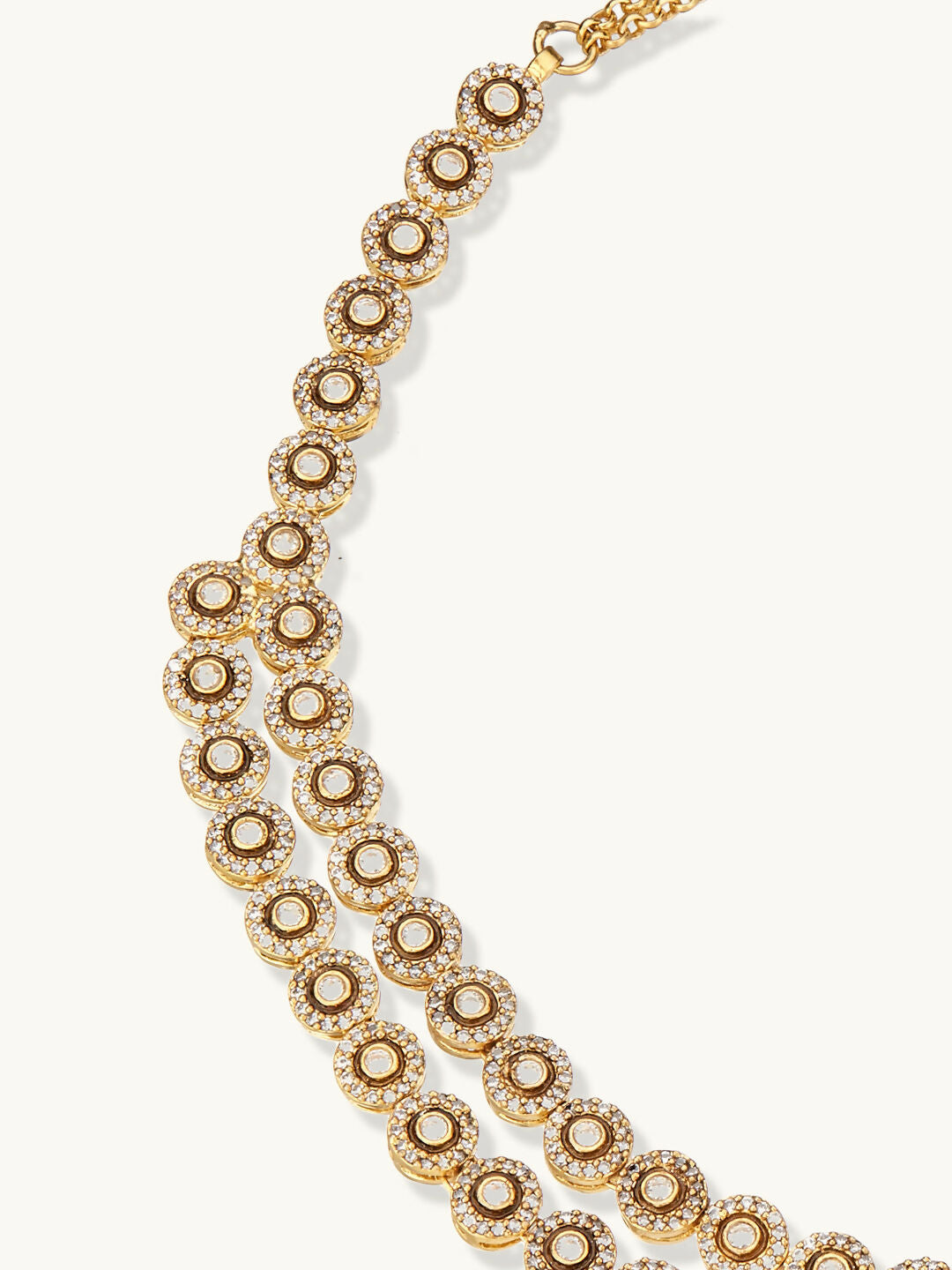 Nuyug 22K Gold-Plated Zircon Studded Enamel Embellished Dual Layered Necklace Set | Swadesiicart