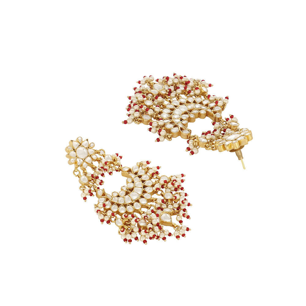 Nuyug 22K Gold Plated Pearl Empress Chandbali Earrings | Swadesiicart