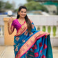 PR Fashion Firozi Soft Banarasi Silk With Zari Weaving Meenakari Design Saree | Swadesiicart