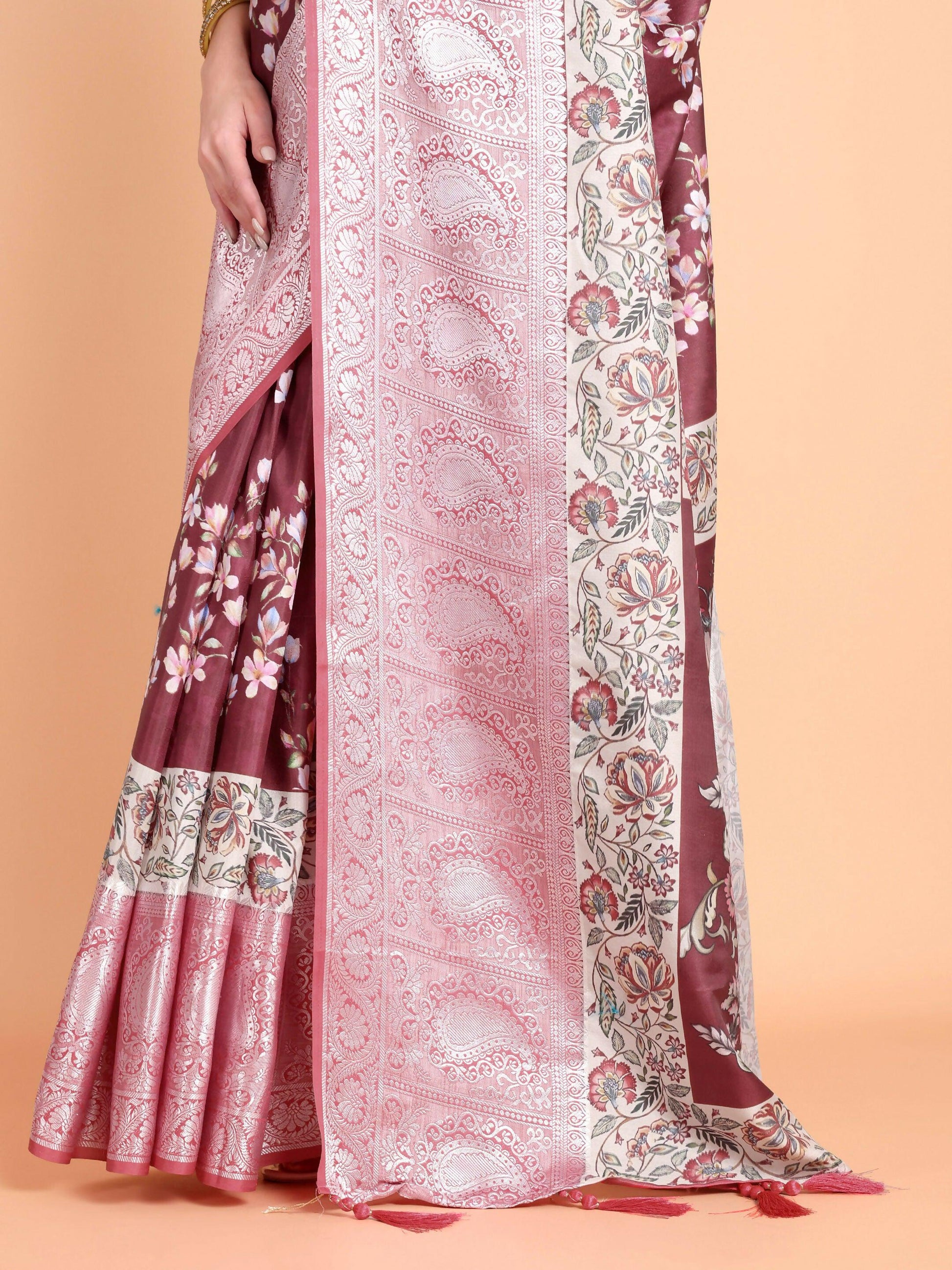 Vamsee Bhavi Maroon Georgette Saree - Swadesiicart