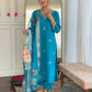 The52 Blue Women's Gorgeous Viscose Fabric Embroidered Work Straight Kurta, Pant and Dupatta Set - Swadesiicart