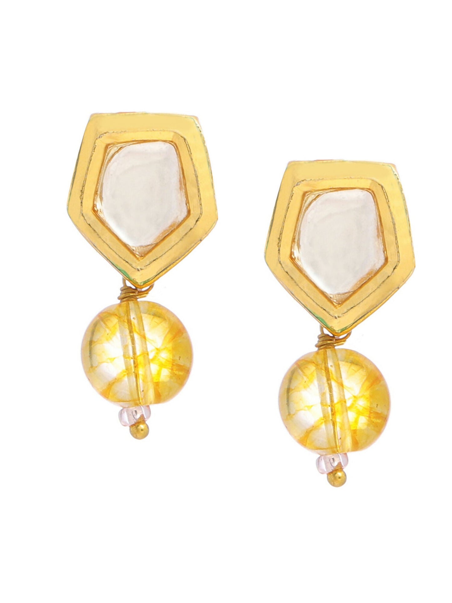 Ruby Raang Yellow Citrine Kundan Studs | Swadesiicart