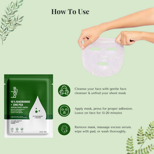 Bake 10% Niacinamide + Zinc PCA Serum Sheet Mask | Swadesiicart