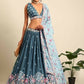 House of Panchhi Teal Blue Chinon Sequins embroidery Lehenga choli & Dupatta | Swadesiicart
