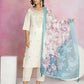 Ethnic Festive Wear Viscose Chanderi Off White Stitched Suit With Dupatta - Tanisha | Swadesiicart