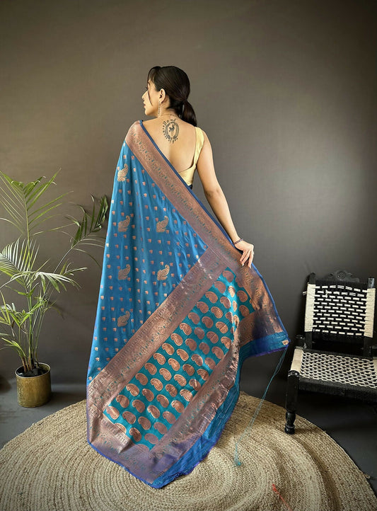 Joban Fashion Banarasi Royal Blue Woven Woven Soft Silk Saree | Swadesiicart