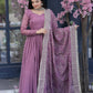 Jyoti Fashion Women's Onion Tabby Silk Designer Kurta with Trouser & Dupatta | Swadesiicart