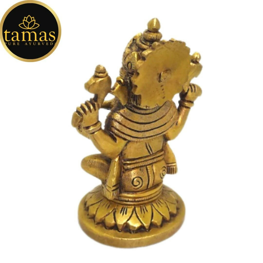 Tamas Brass Lord Ganesha Idol | Golden Finish | Home & Office Temple - Swadesiicart