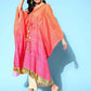 Ahalyaa Women's Orange Cotton Blend Printed Kaftan Kurta | Swadesiicart