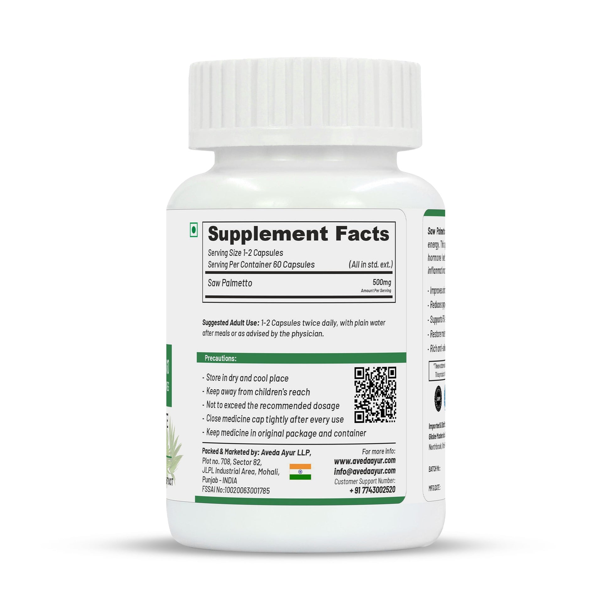 Life Aveda Premium Saw Palmetto Capsules - Swadesiicart