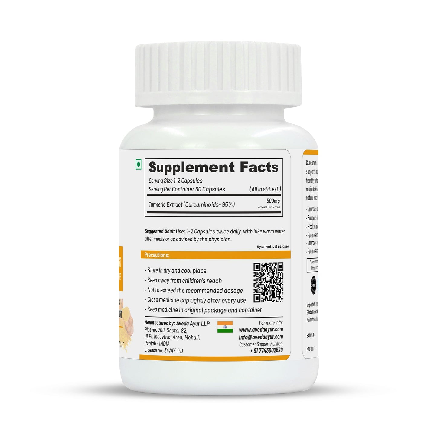 Life Aveda Premium Curcumin 95% Capsules - Swadesiicart