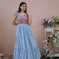 Jyoti Fashion Women's Grey Printed with Sequins Faux Georgette Anarkali Dress | Swadesiicart
