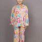 Breathables Kids Cotton Night Suit – Peach Lion & Teddy Shirt & Pyjama Co-Ord Set For Boys & Girls