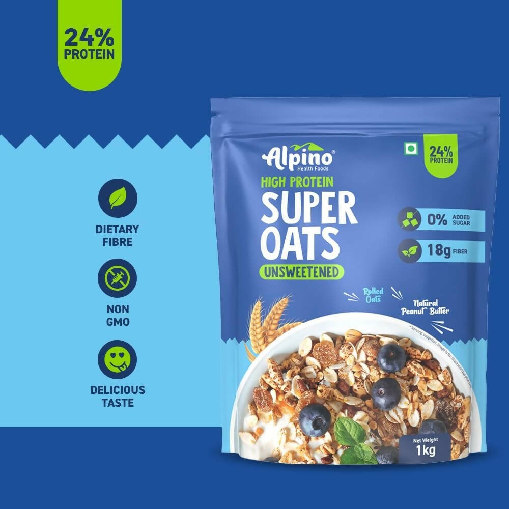 Alpino High Protein Super Rolled Oats Unsweetened | Swadesiicart