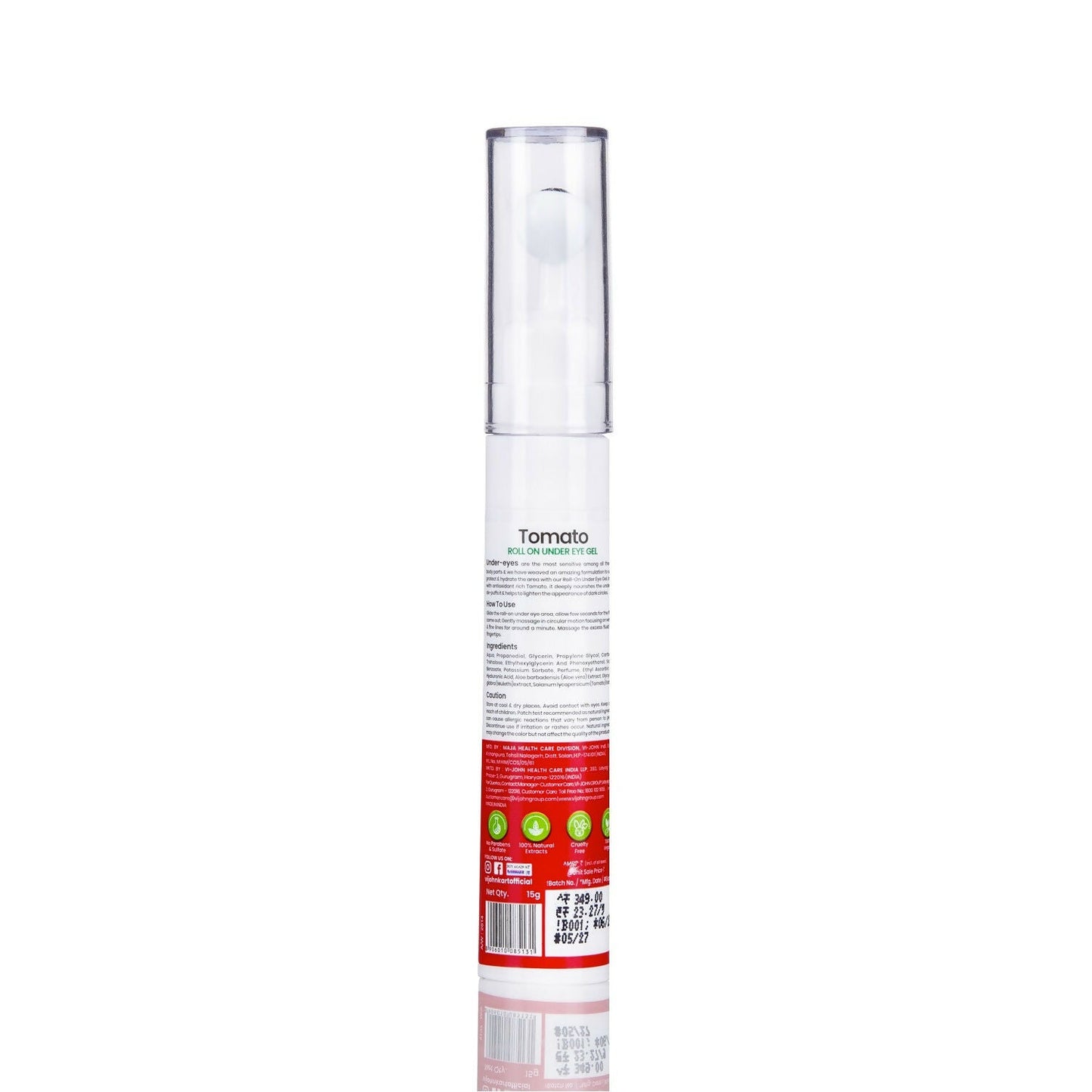 VI-JOHN Prakritik Tomato Under Eye Gel, Reduces Dark Circles, Puffiness,Fine Lines 100% Bioactives | Swadesiicart