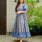 Jyoti Fashion Women's Blue Heavy Digital Printed Cotton Silk Anarkali Dress | Swadesiicart