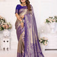 Aastha Fashion Royal Blue Tissue Silk Weaving Saree