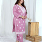 Miravan Women's Plus Size Chikankari Embroidery Pink Straight Kurta And Palazzo Set | Swadesiicart
