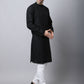 Even Apparels Black Pure Cotton Men's Kurta With Side Placket (MMS446) | Swadesiicart