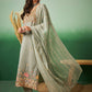 Light Green Georgette Handwork Unstitched Dress Material - Hanika | Swadesiicart
