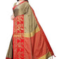 Vamika Banarasi Jacquard Weaving Brown Saree (DHONI CHIKU) | Swadesiicart