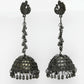 NVR Women Black Oxidised Brass-Plated Jhumka Earrings - Swadesiicart