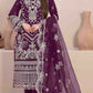 Anaita Purple Faux Georgette Stitched Suit with Embroidery Work