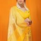 Jyoti Fashion Women's Yellow Kanjivaram Silk Zari Woven Saree with Blouse | Swadesiicart