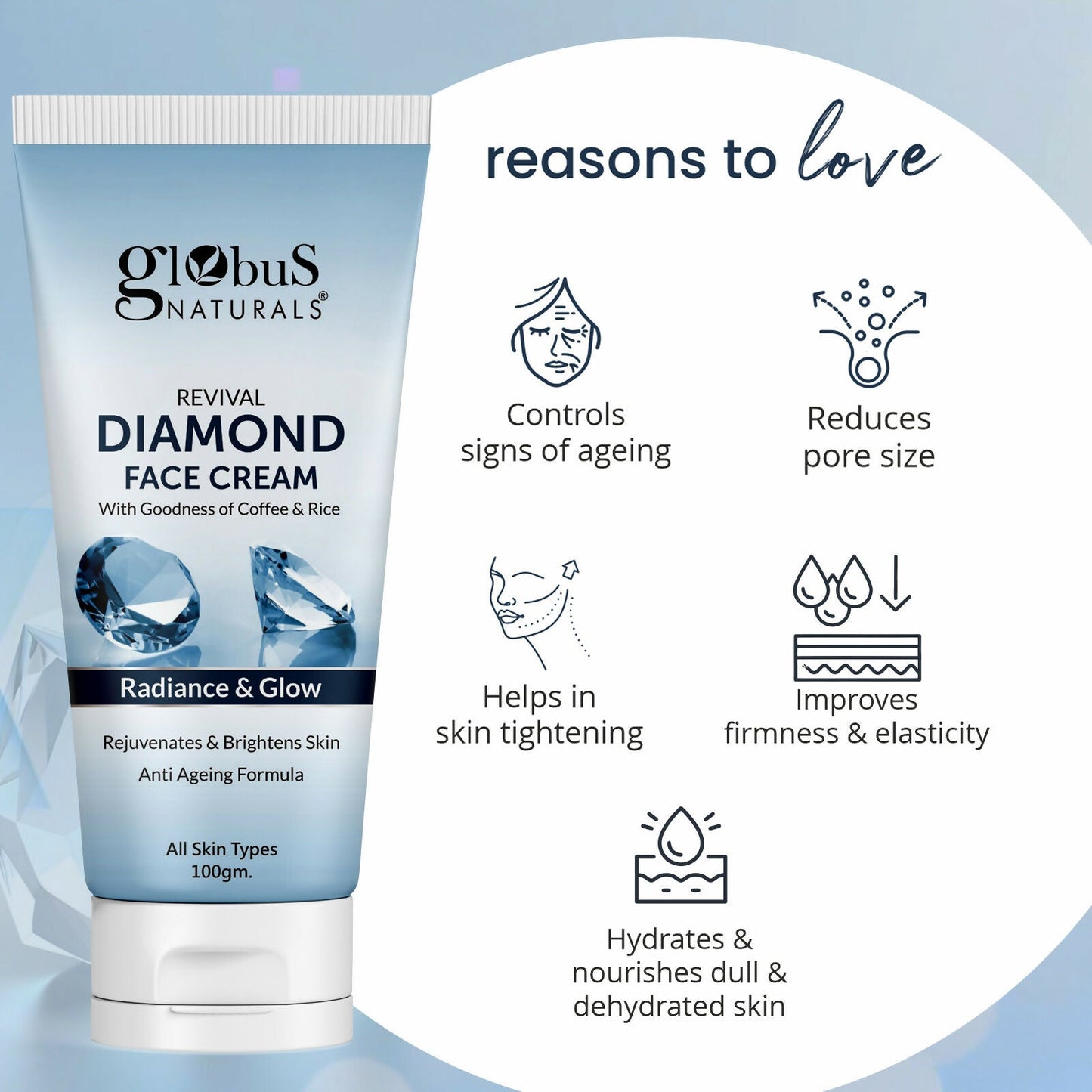 Globus Naturals Revival Diamond Face Cream, Suitable For All Skin Types | Swadesiicart
