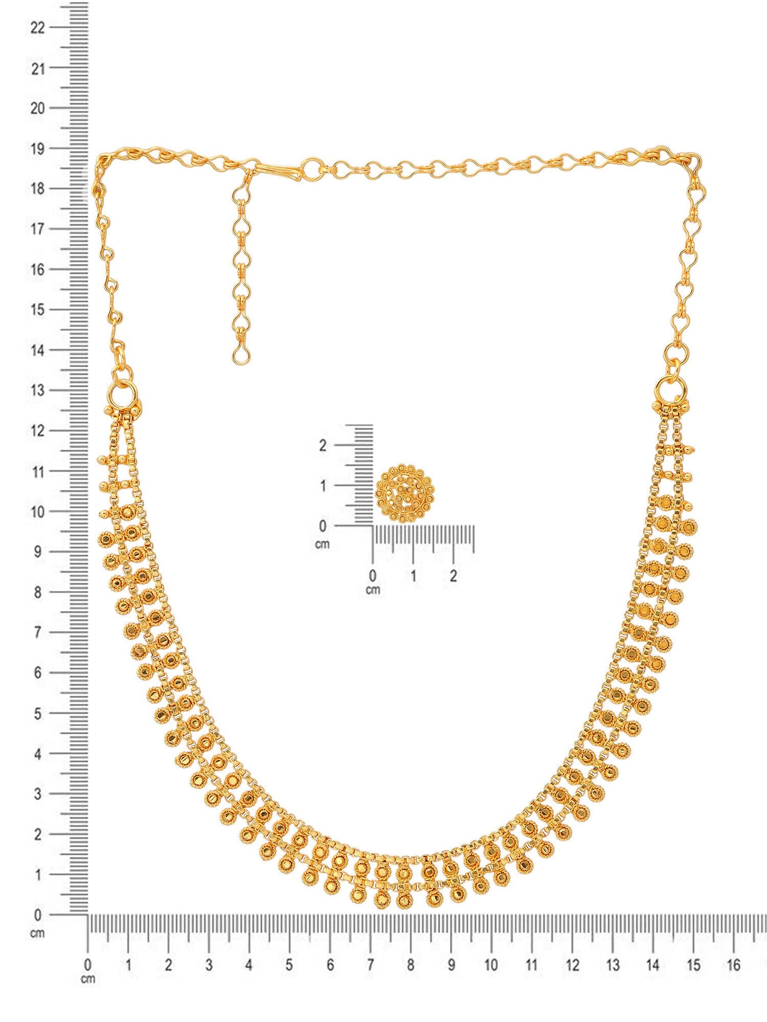 Ruby Raang Golden Necklace with Studs | Swadesiicart