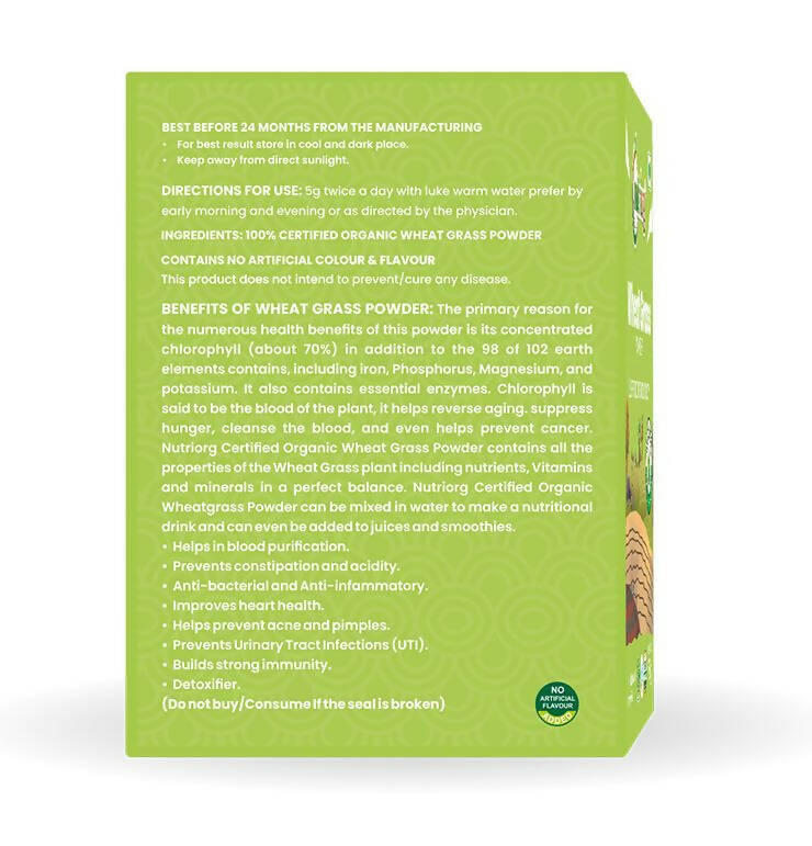 Nutriorg Certified Organic Wheatgrass Powder - Swadesiicart