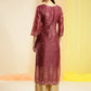 Maroon Chinon Digital Printed With Hand Work Kurta - Himanshi - Swadesiicart