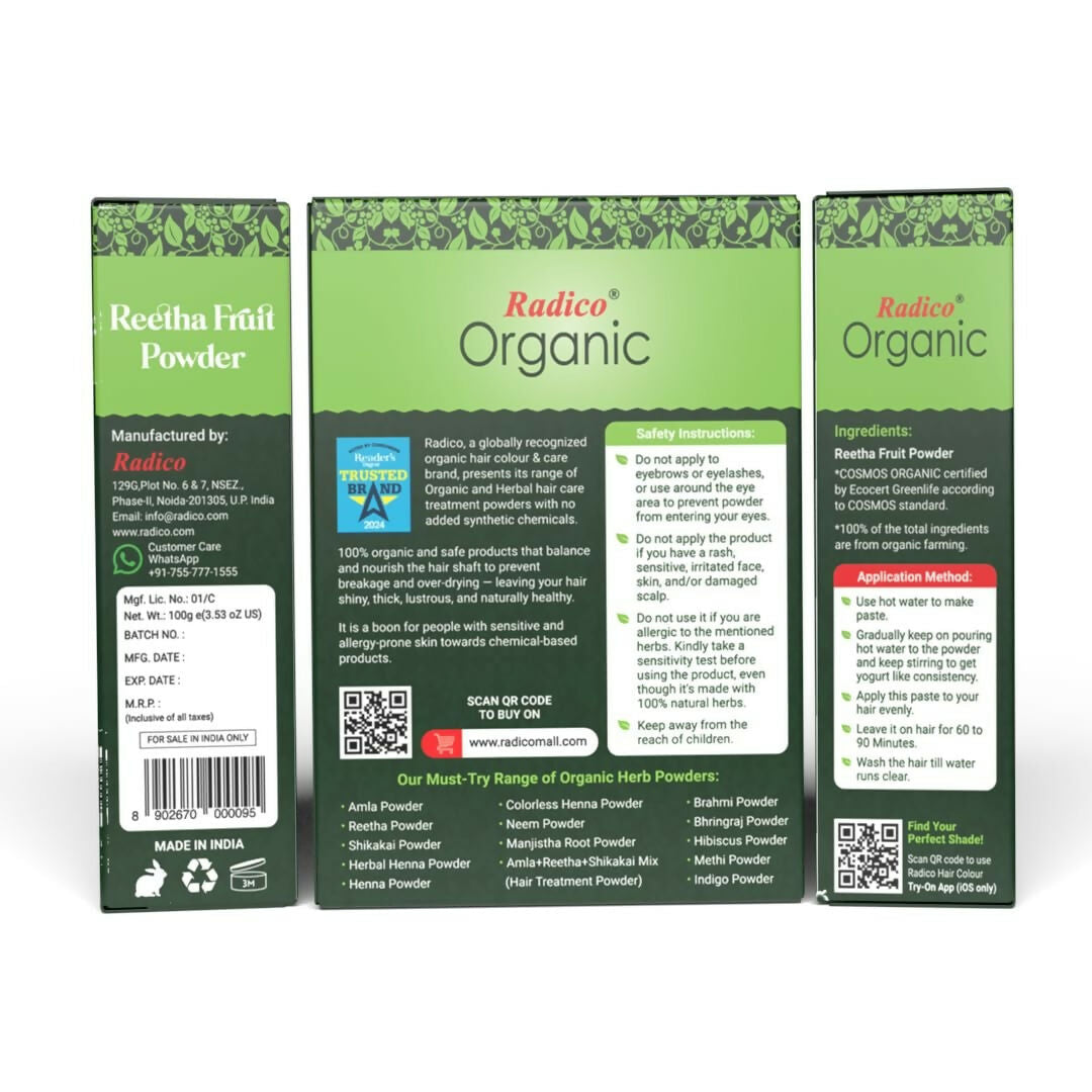 Radico Organic Reetha Hair Treatment Powder | Swadesiicart