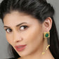 Joban Fashion Women Green Stone Golden Beats Matte Gold Earrings | Swadesiicart
