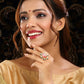 Ruby Raang Gold Polished Peach Kundan Cocktail Ring | Swadesiicart